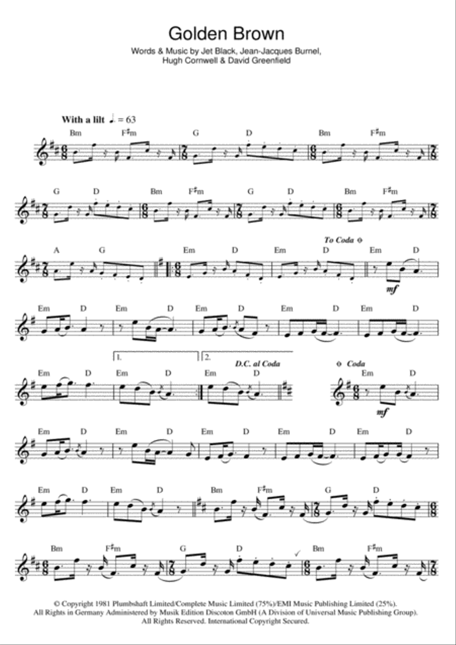 Golden Brown Golden Brown Flute Solo scores gallery preview page 1