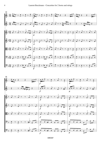 Laurent Beeckmans - Concertino for 2 horns and strings - score and parts