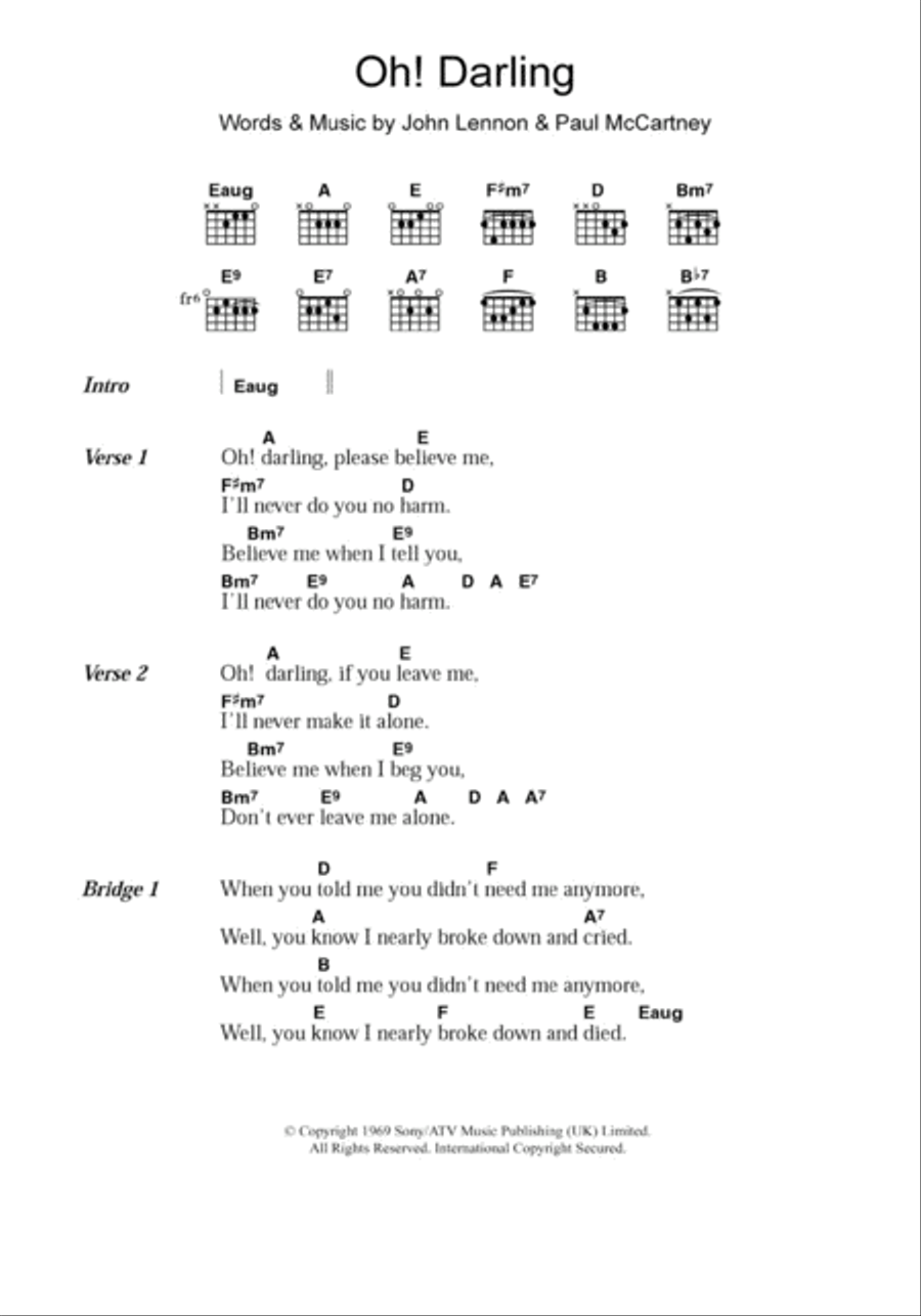 Oh! Darling Oh! Darling Acoustic Guitar scores gallery preview page 1