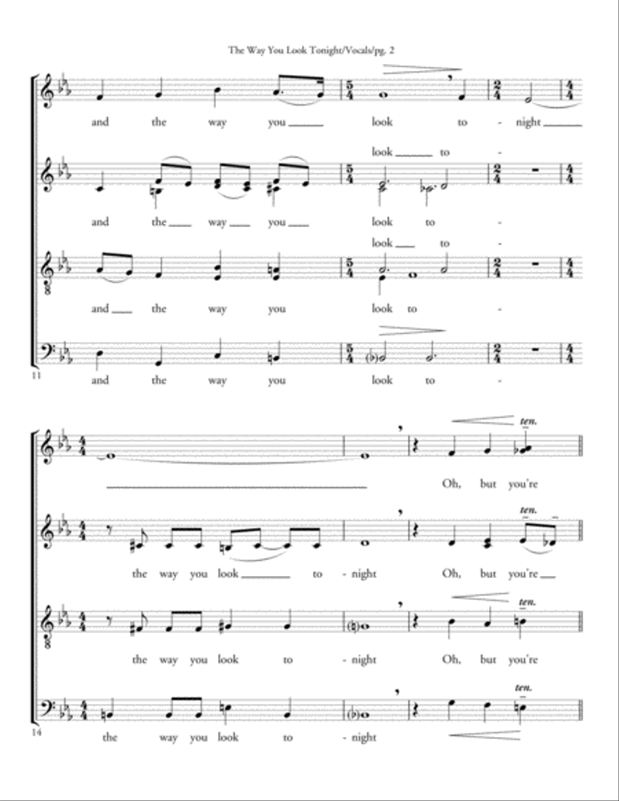 The Way You Look Tonight 4-Part scores gallery preview page 2