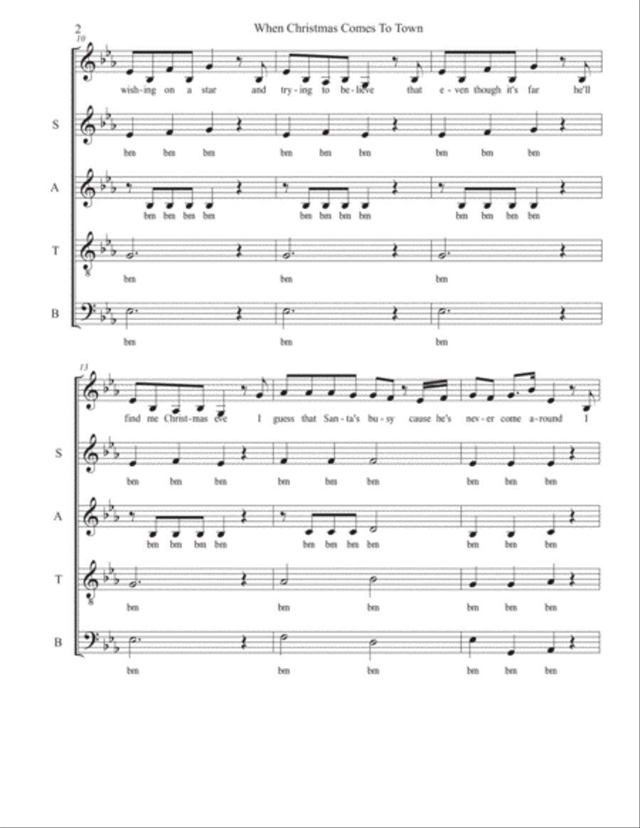 When Christmas Comes To Town 4-Part scores gallery preview page 2