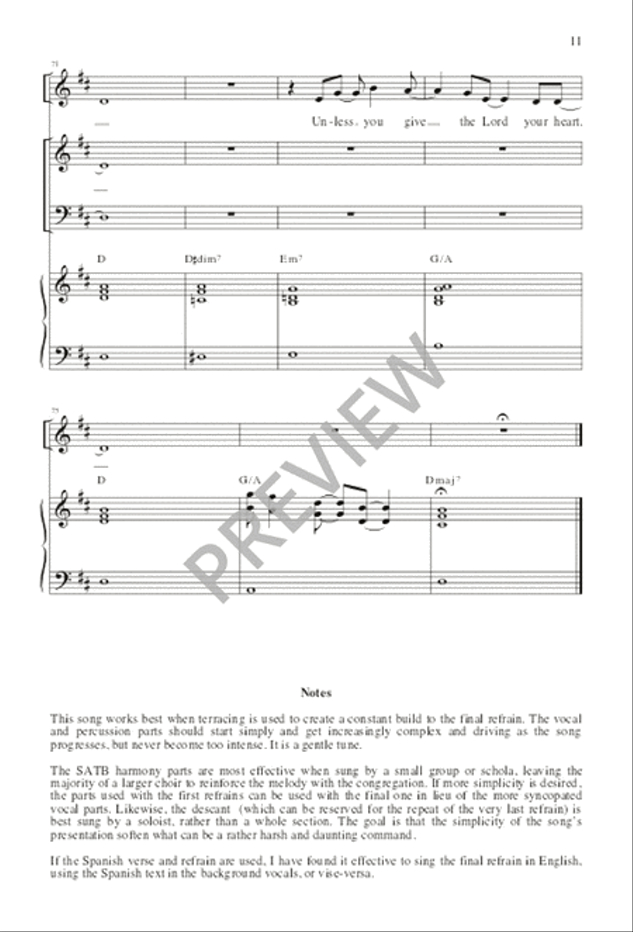 Give the Lord Your Heart / Le Das Tu Corazón 4-Part scores gallery preview page 11