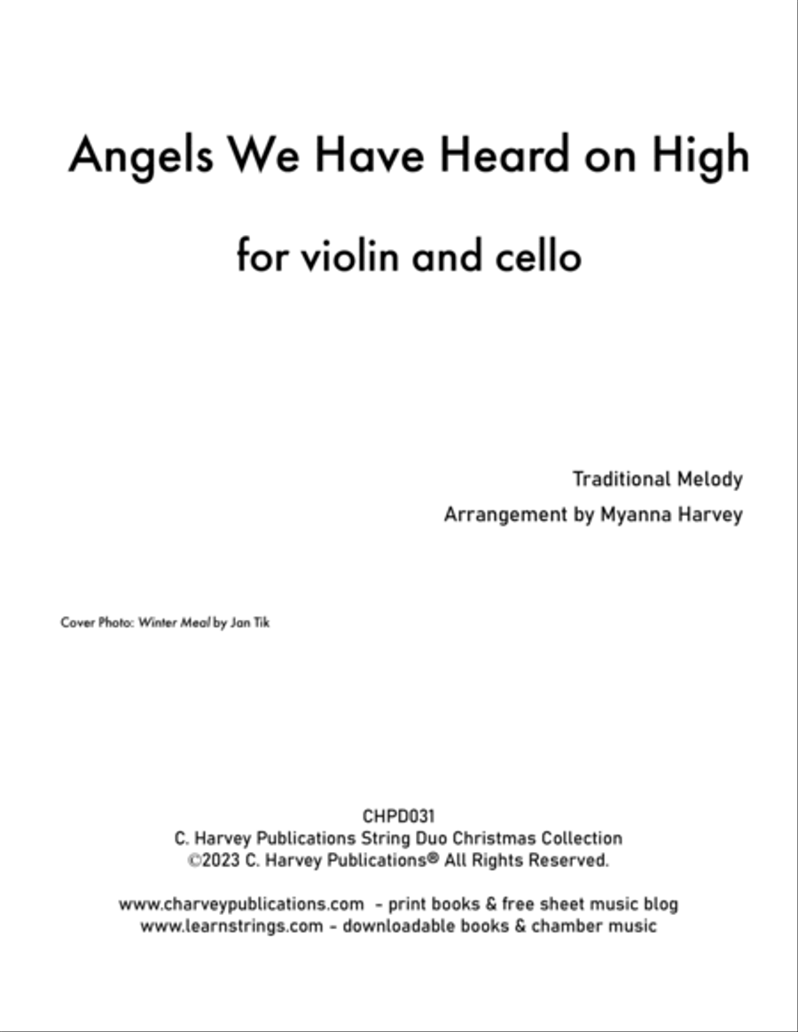 Angels We Have Heard on High for Violin and Cello Duo String Duet scores gallery preview page 2