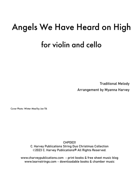 Angels We Have Heard on High for Violin and Cello Duo image number null