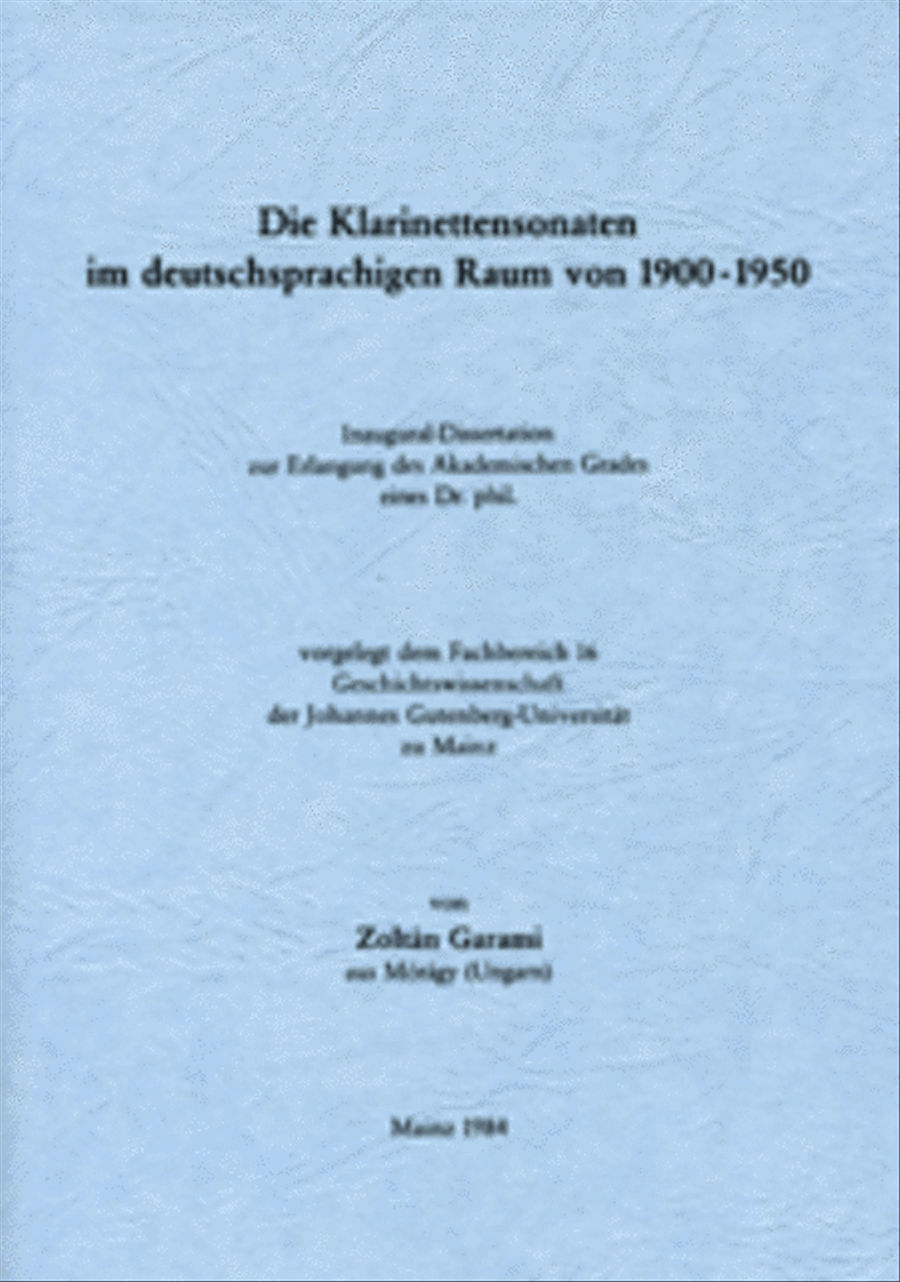 Die Klarinettensonaten im deutschsprachigen Raum von 1900-1950, br. Clarinet scores gallery preview page 1
