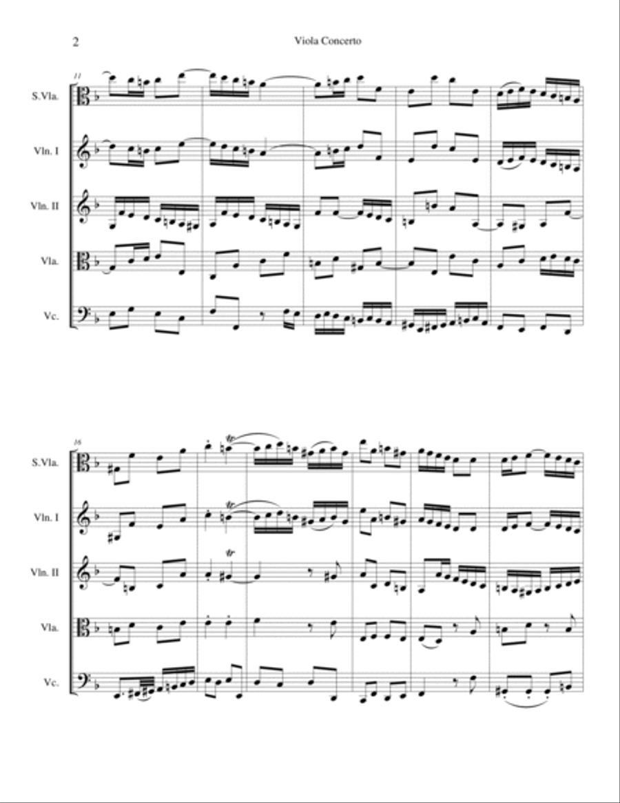 Viola Concerto in D Minor, Score