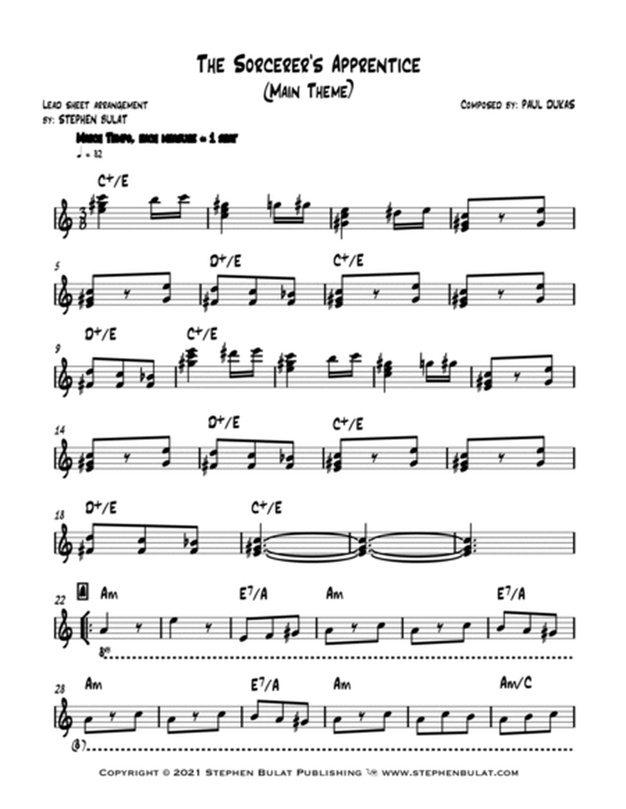 The Sorcerer's Apprentice (from Walt Disney's Fantasia) - Lead sheet (key of Am)