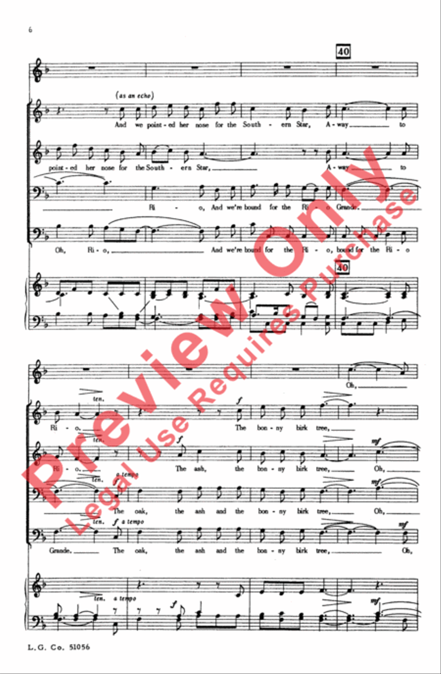 Bound for the Rio Grande Men's Choir scores gallery preview page 6
