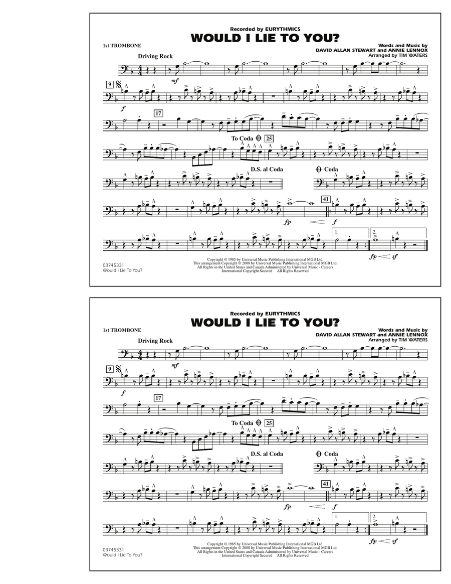 Would I Lie to You? - 1st Trombone