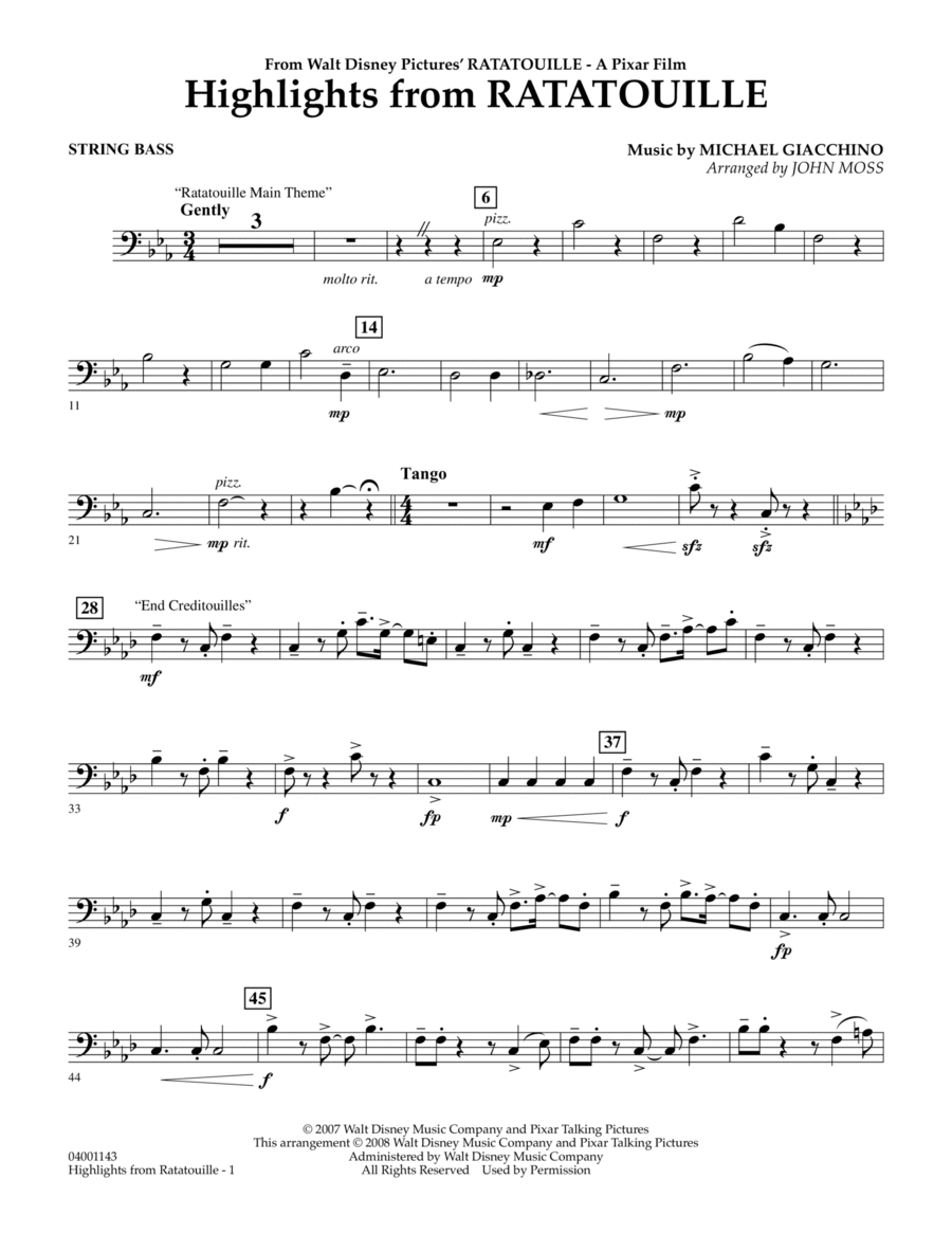 Highlights from Ratatouille - String Bass Double Bass scores gallery preview page 1