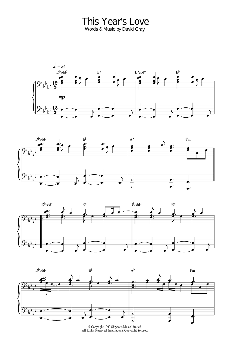 This Year's Love Piano Solo scores gallery preview page 1