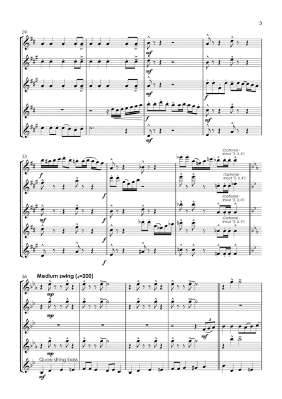 American Patrol - sax quintet Saxophone Quintet scores gallery preview page 5