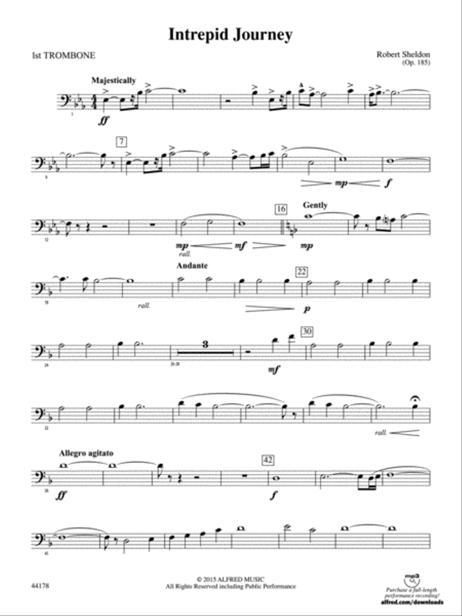 Intrepid Journey: 1st Trombone Concert Band scores gallery preview page 1