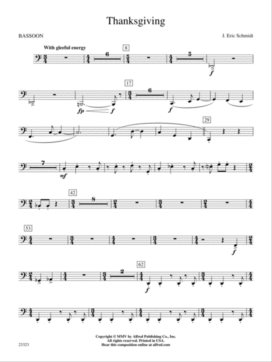 Thanksgiving: Bassoon Concert Band scores gallery preview page 1