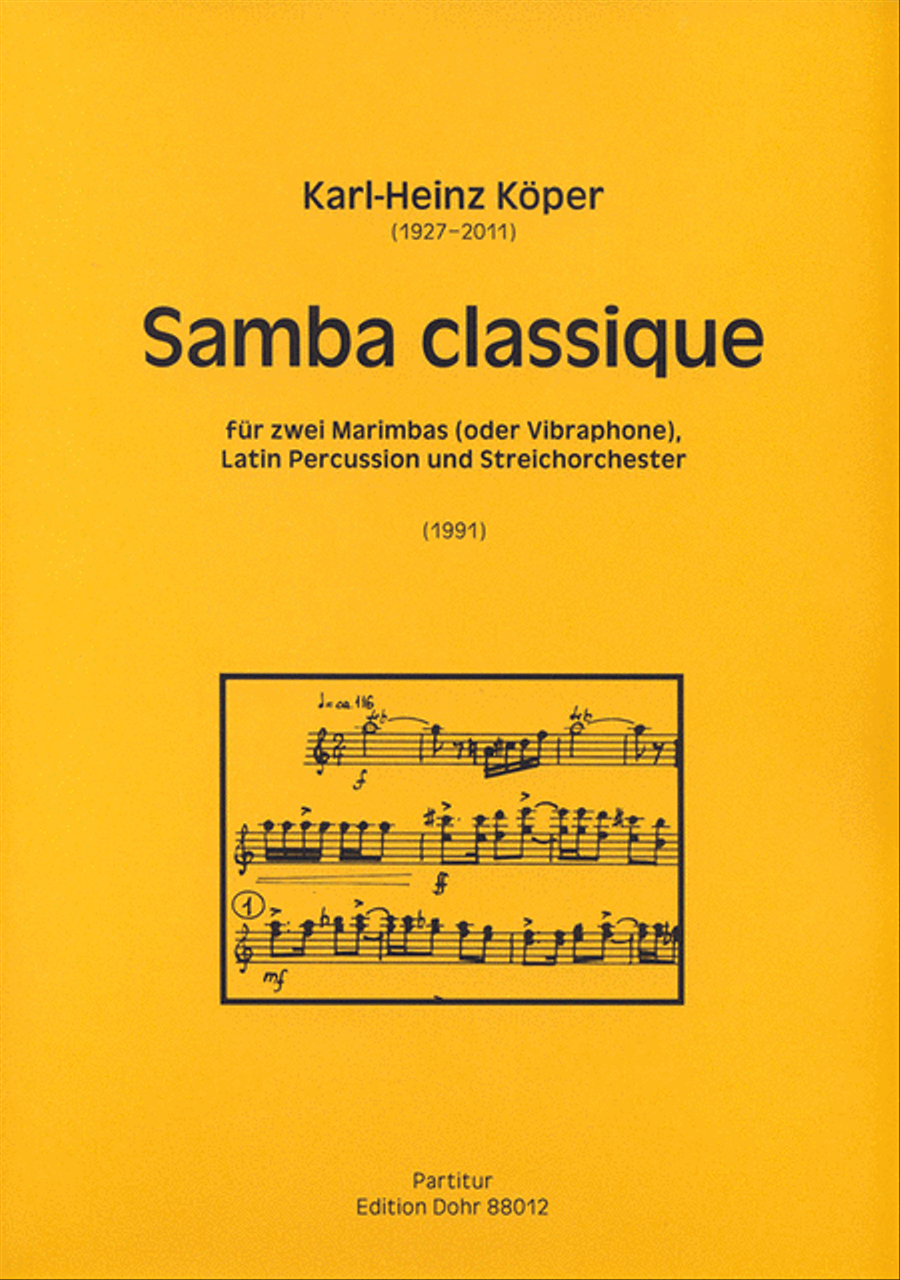 Samba classique für zwei Marimbas (oder Vibraphone), Latin Percussion und Streichorchester (1991) String Orchestra scores gallery preview page 1