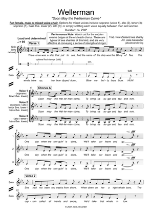 Wellerman - SSA/TBB/SAT/SAB a cappella