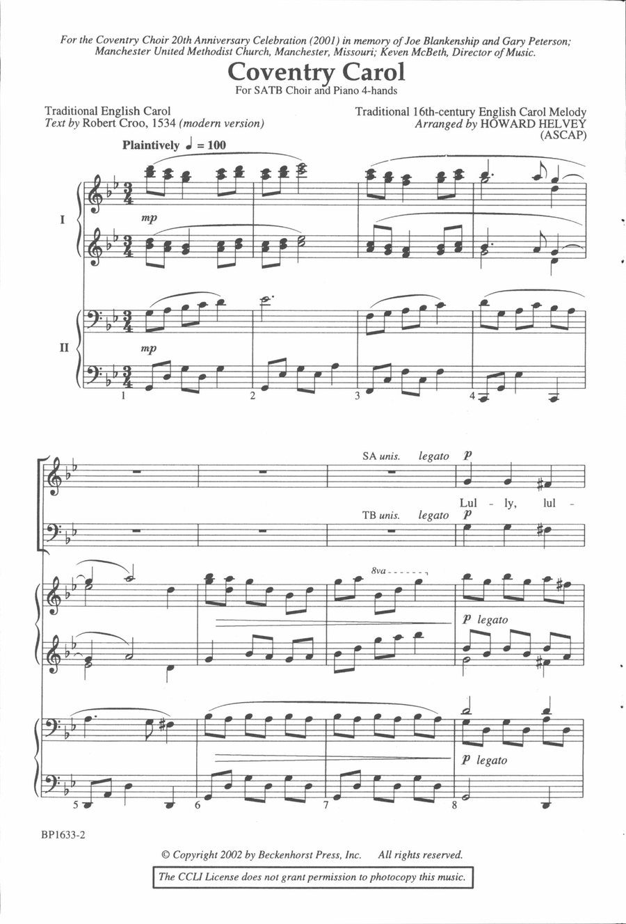 Coventry Carol - SATB 4-Part scores gallery preview page 2