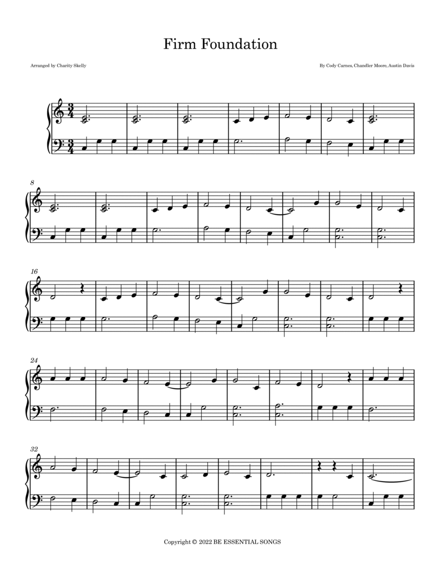 Firm Foundation (he Won't) Easy Piano scores gallery preview page 1