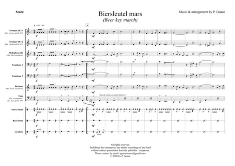 Biersleutel mars (Beer key march) Large Ensemble scores gallery preview page 2