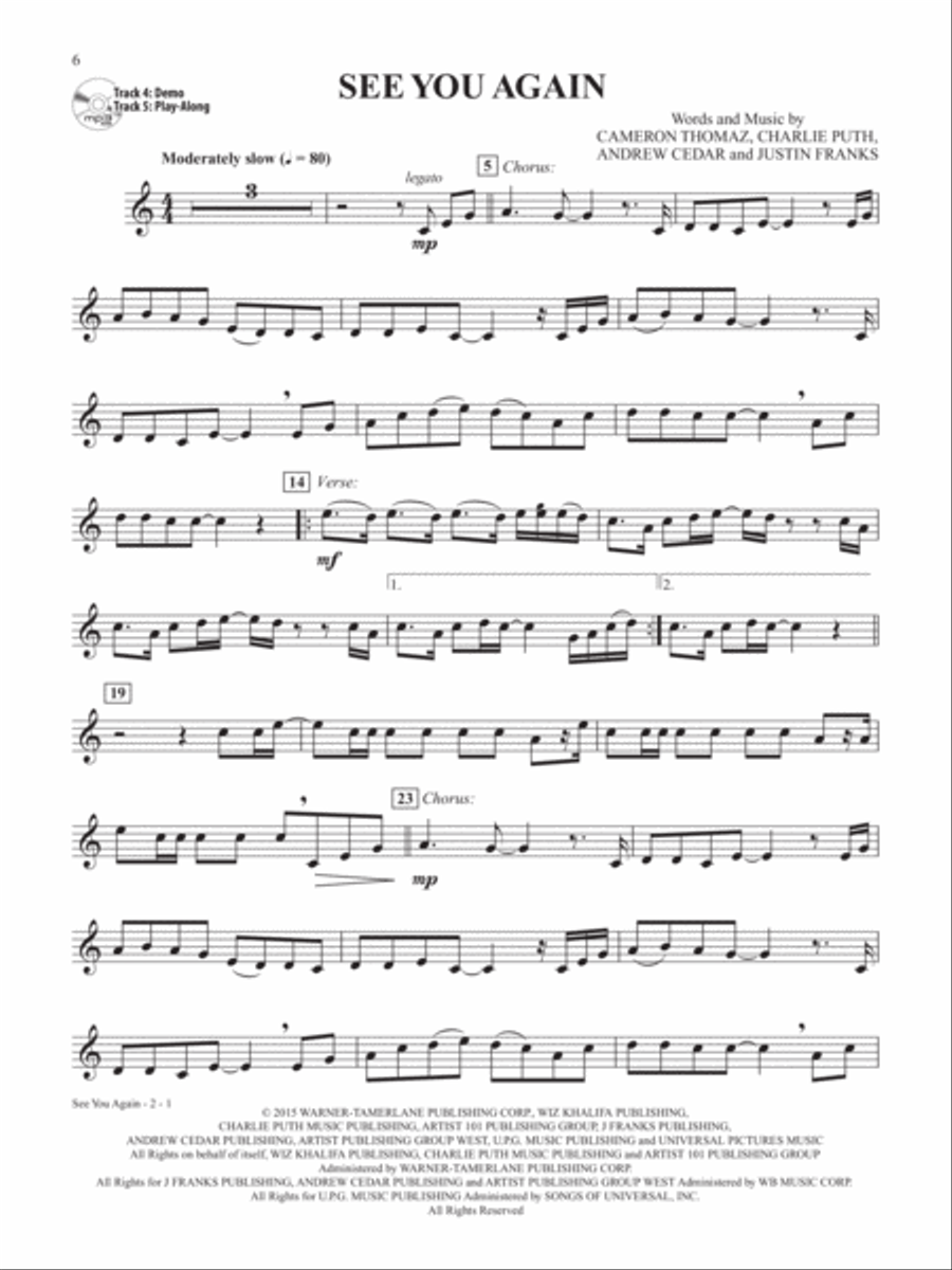 Top Pop & Rock Hits Instrumental Solos Trumpet Solo scores gallery preview page 5