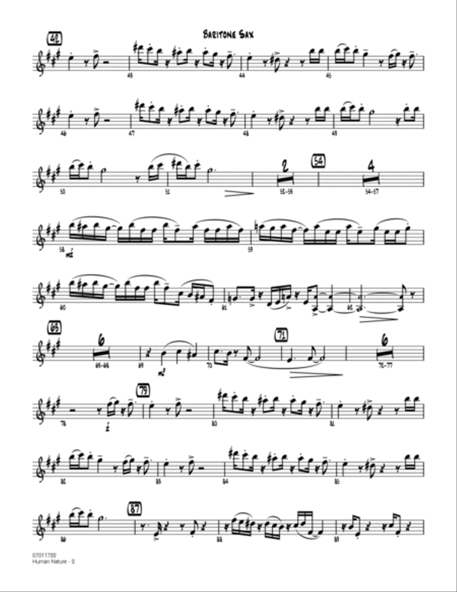 Human Nature - Baritone Sax Baritone Saxophone scores gallery preview page 2