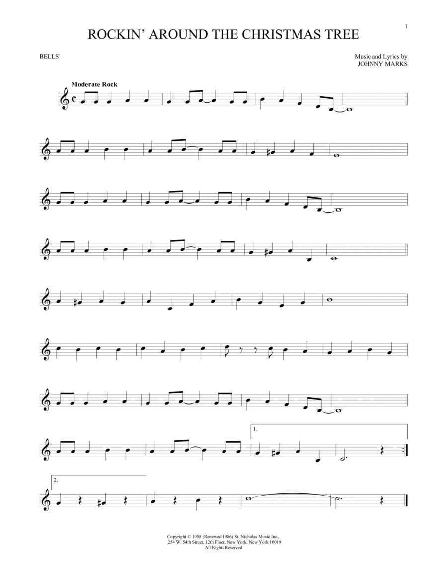 Rockin' Around The Christmas Tree Glockenspiel scores gallery preview page 1