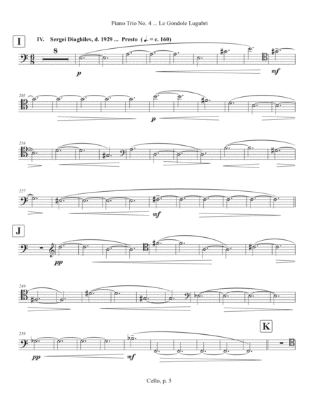 Piano Trio No. 4 ... Le Gondole Lugubri (2022) cello part