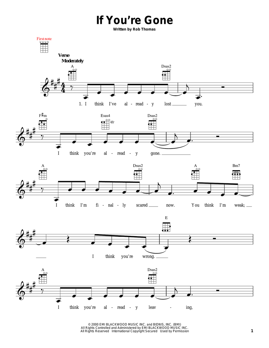 If You're Gone If You're Gone Ukulele scores gallery preview page 1