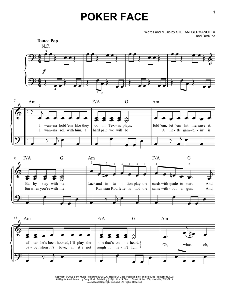 Poker Face Poker Face Voice scores gallery preview page 1
