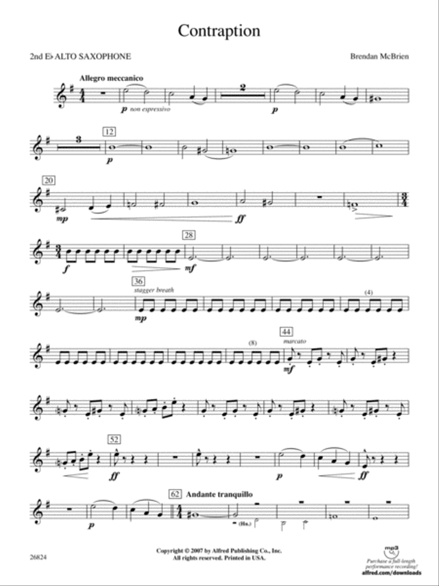 Contraption: 2nd E-flat Alto Saxophone Concert Band scores gallery preview page 1