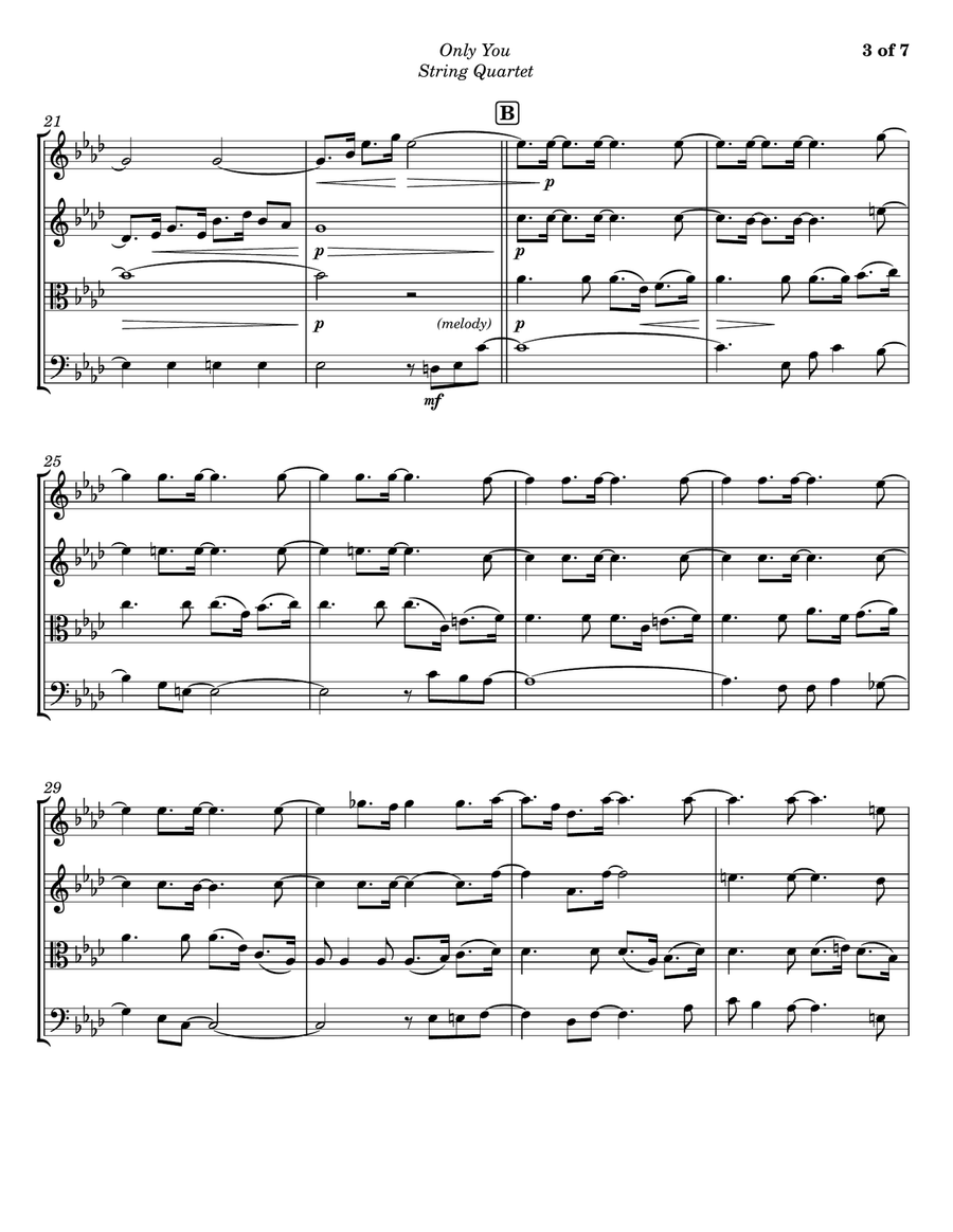 Only You (and You Alone) String Quartet scores gallery preview page 3