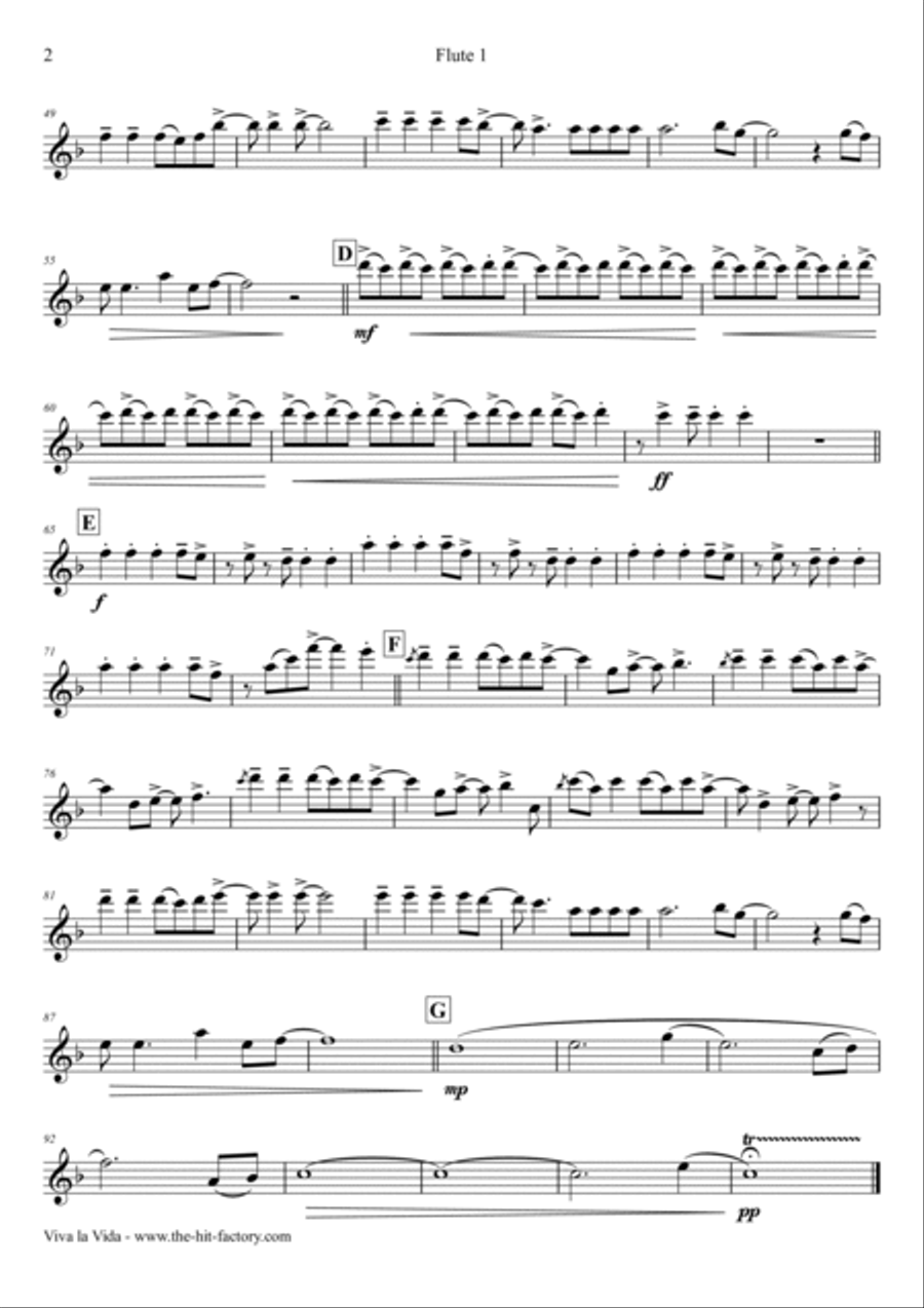 Viva La Vida Flute Trio scores gallery preview page 5