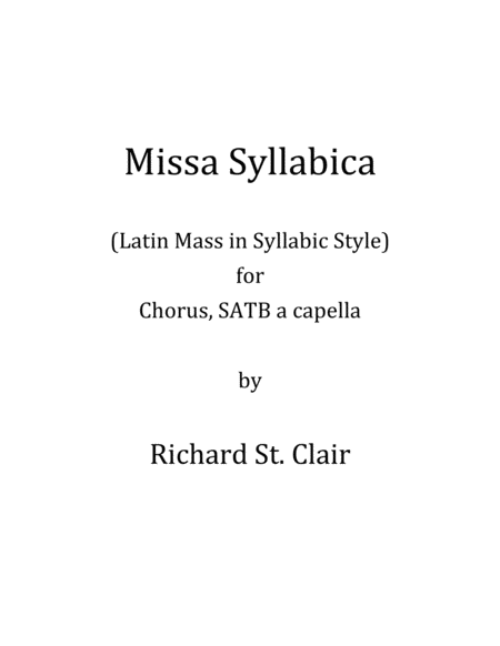 Missa Syllabica (1990) Latin Mass Ordinarium for mixed Chorus a Capella image number null