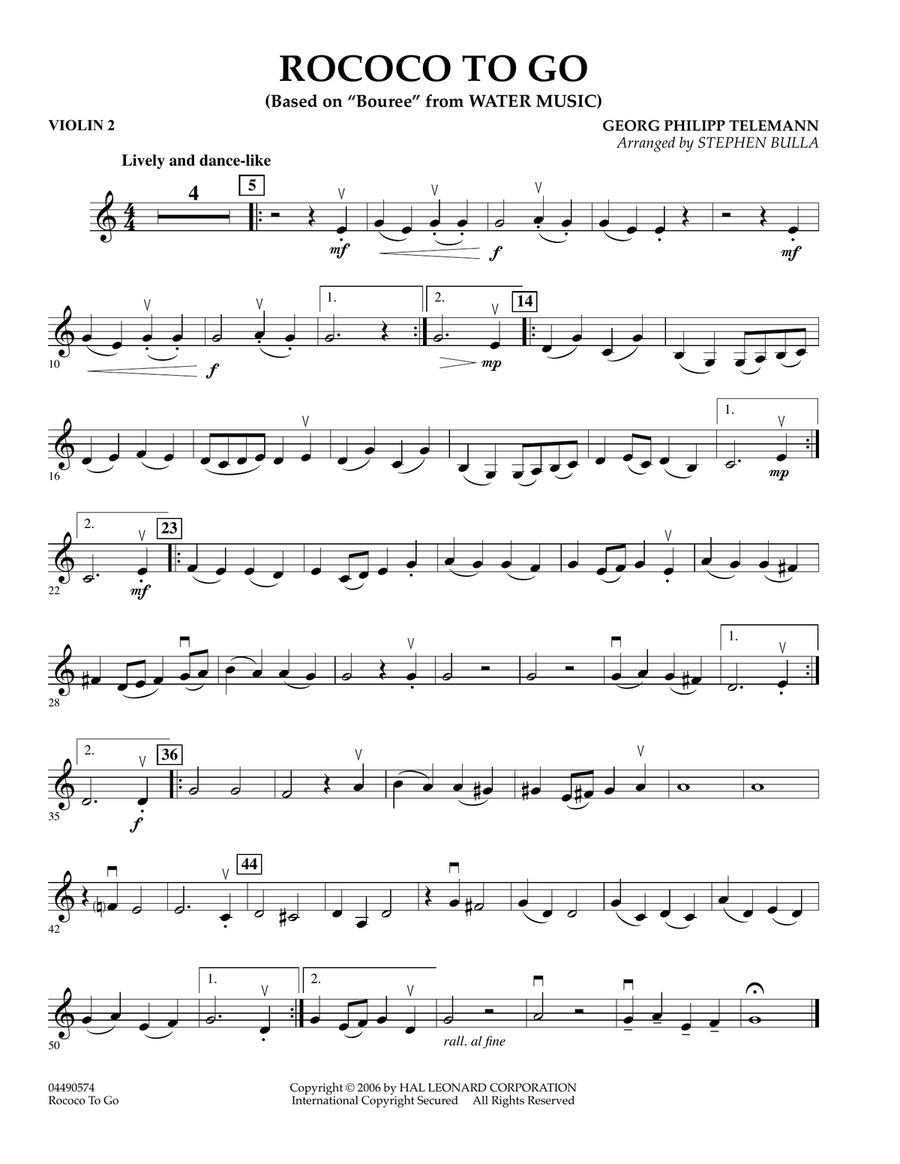 Rococo to Go - Violin 2 Orchestra scores gallery preview page 1
