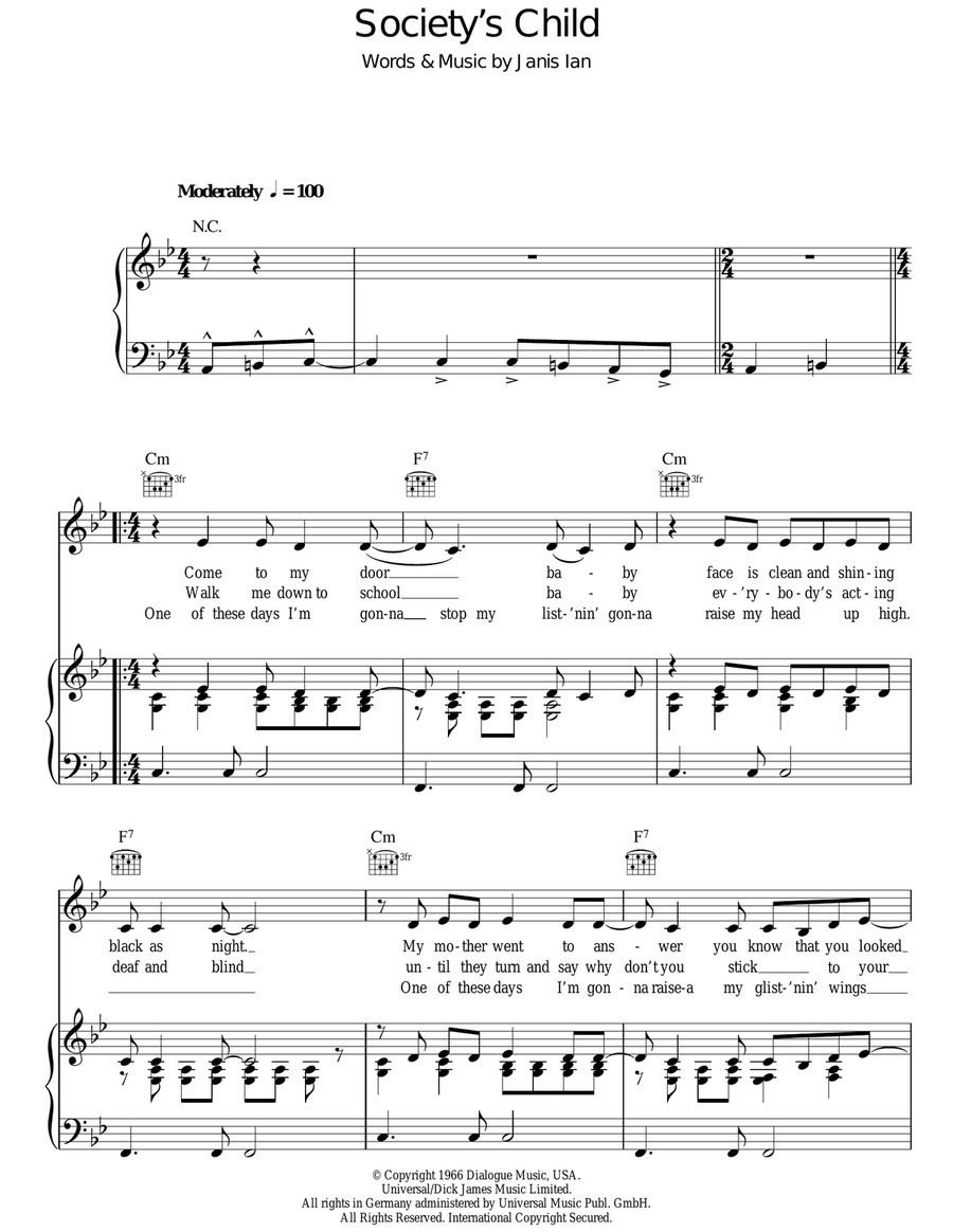 Society's Child Piano, Vocal, Guitar scores gallery preview page 1