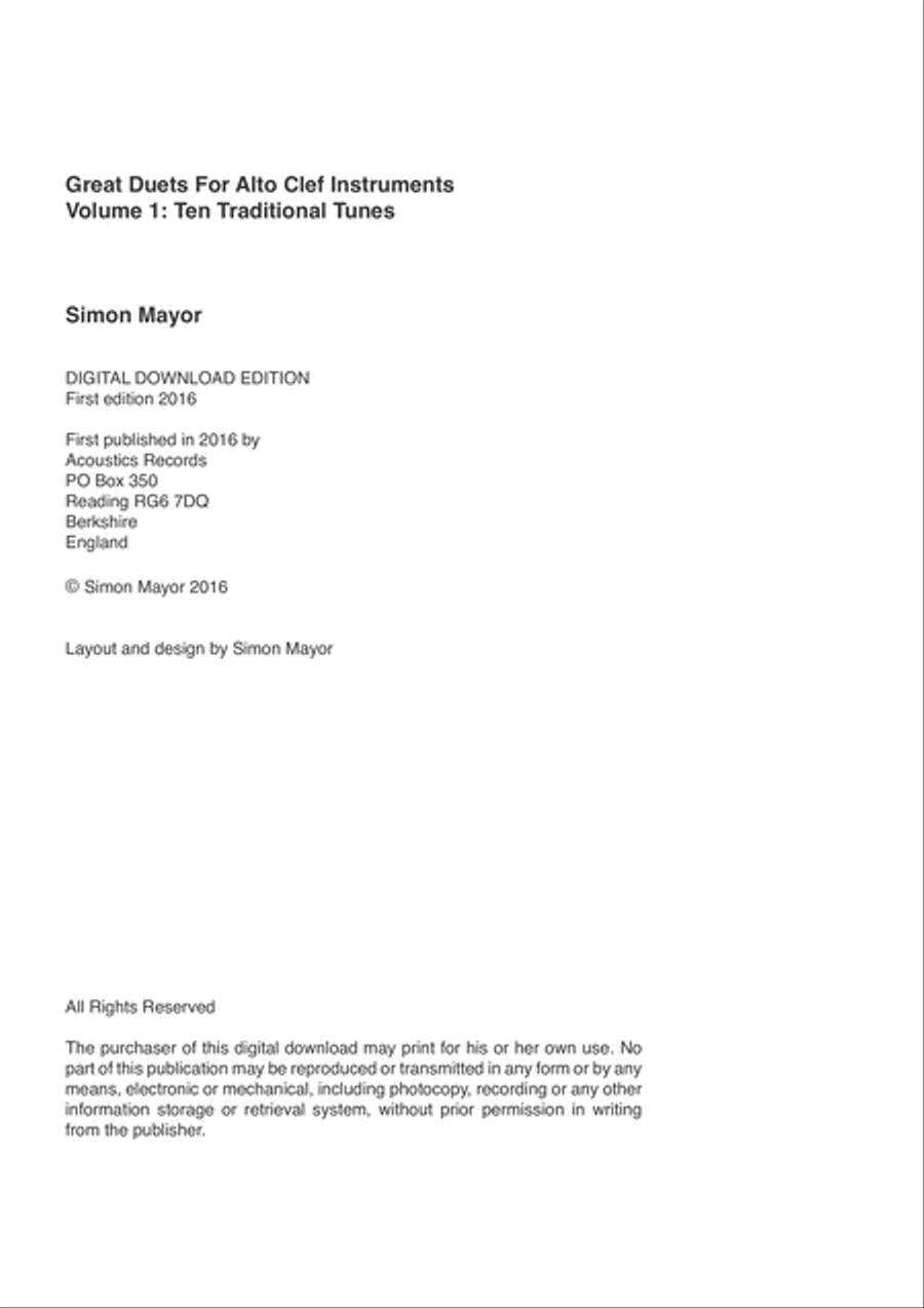 Great Duets: 10 Traditional Tunes (alto clef) Set of Parts scores gallery preview page 2