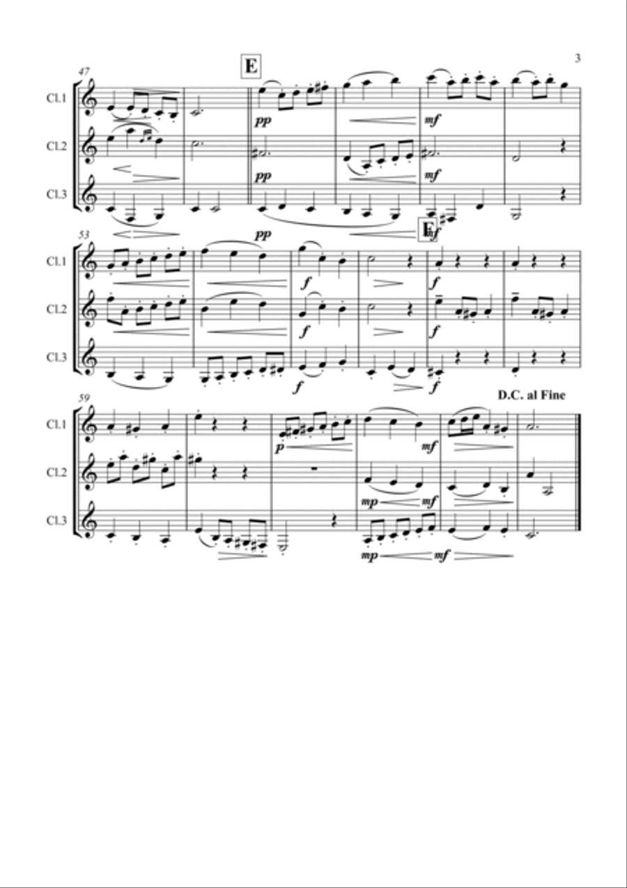 Bach: Minuet in G (Anna Magdalena Notebook) - clarinet trio Clarinet Trio scores gallery preview page 3