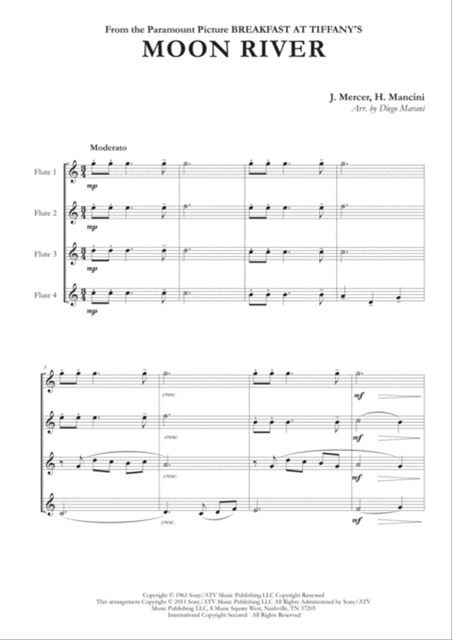 Moon River Moon River Woodwind Quartet scores gallery preview page 2