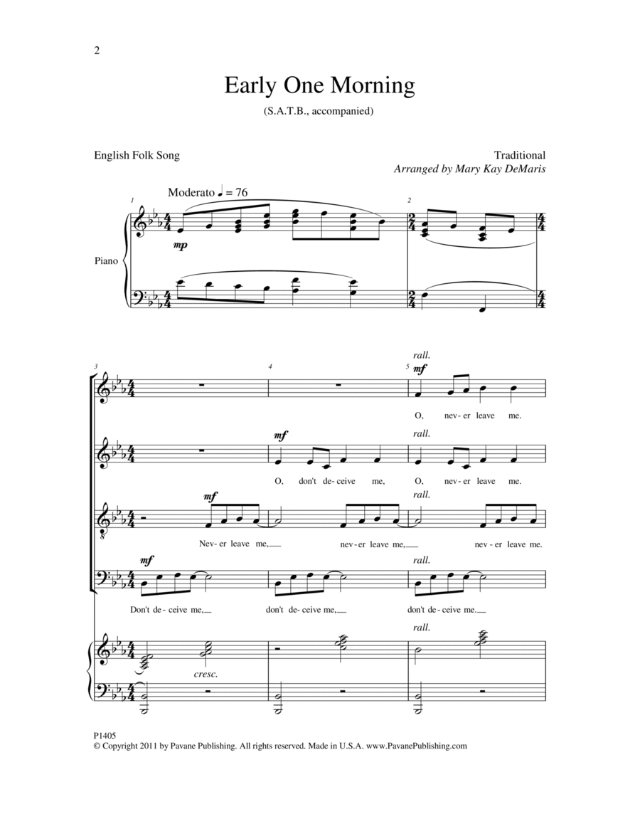Early One Morning Early One Morning 4-Part scores gallery preview page 1