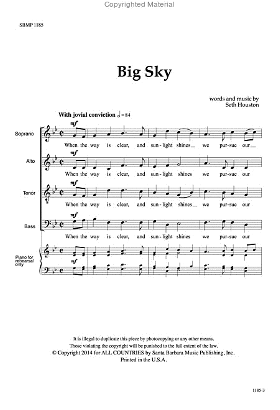 Big Sky - SATB Octavo Big Sky - SATB Octavo 4-Part scores gallery preview page 3