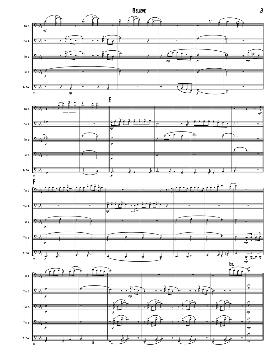 Believe Trombone scores gallery preview page 3