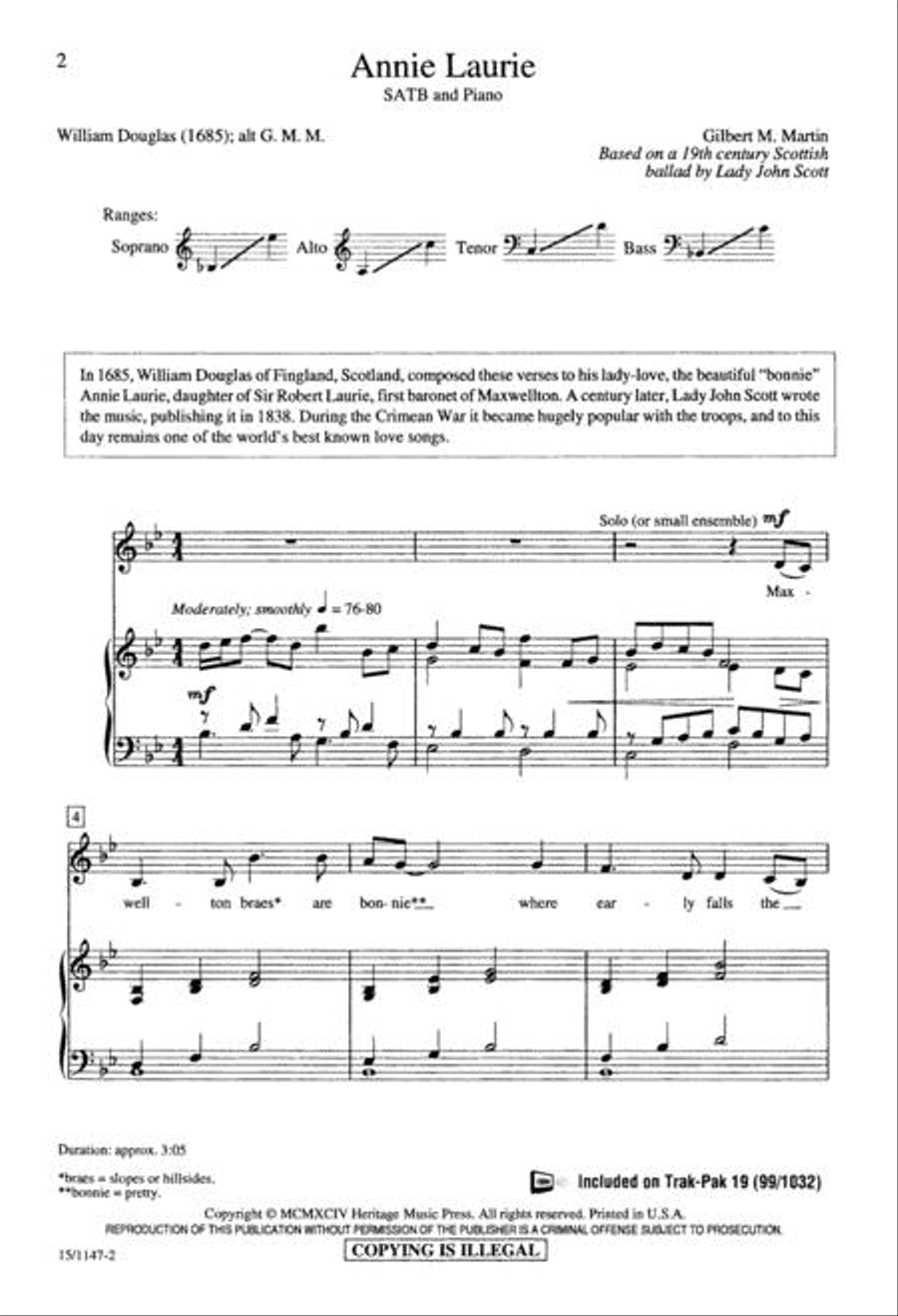 Annie Laurie 4-Part scores gallery preview page 2