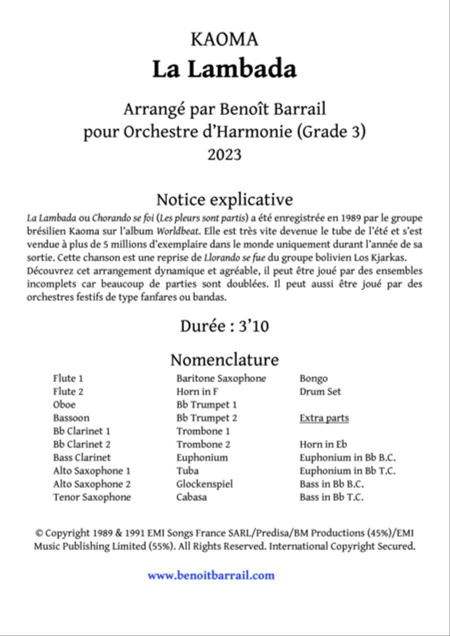 Chorando Se Foi (lambada) Concert Band scores gallery preview page 4
