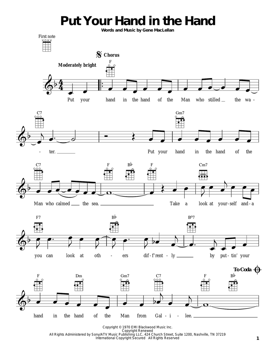 Put Your Hand In The Hand Ukulele scores gallery preview page 1