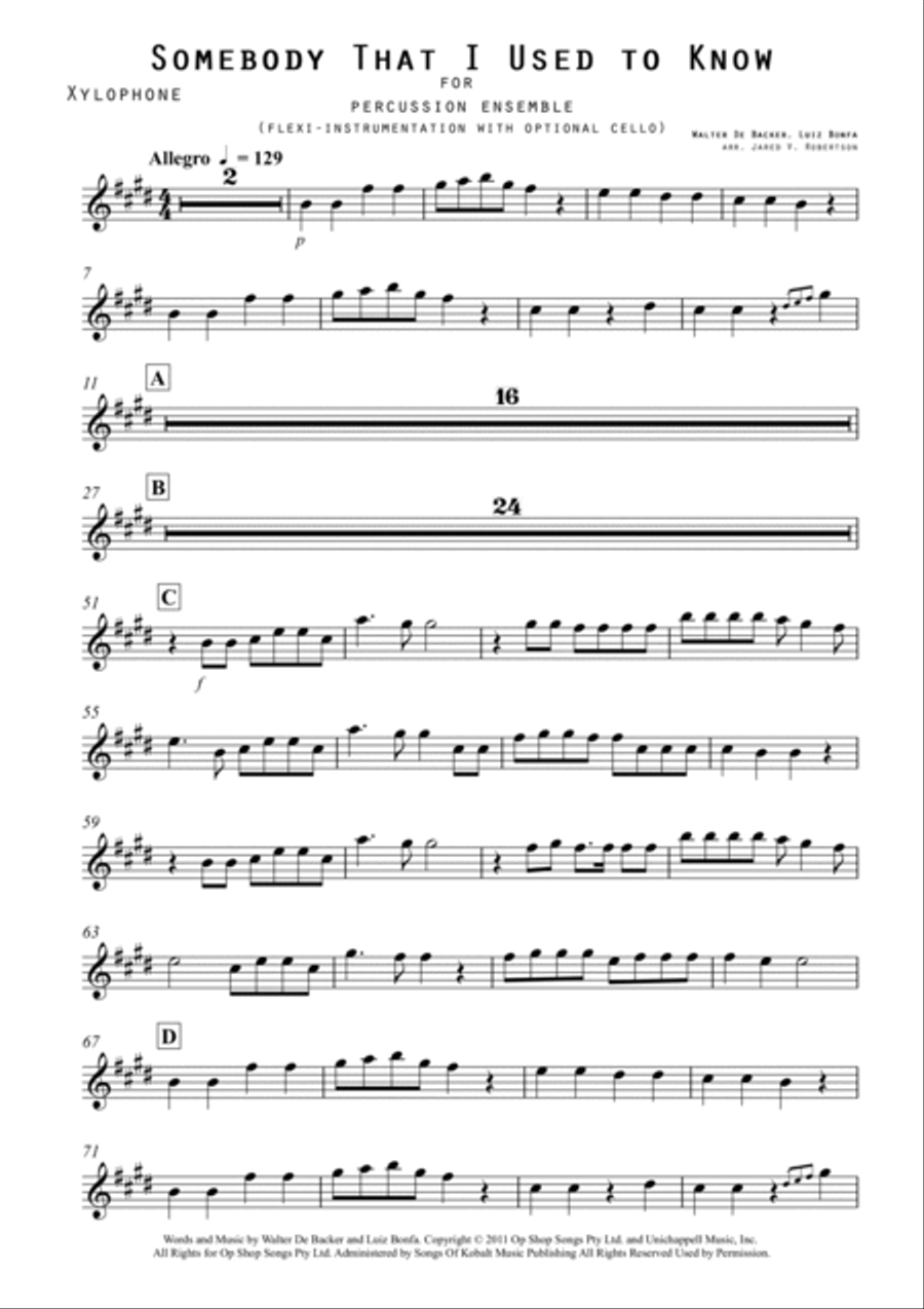 Somebody That I Used To Know Percussion Ensemble scores gallery preview page 3