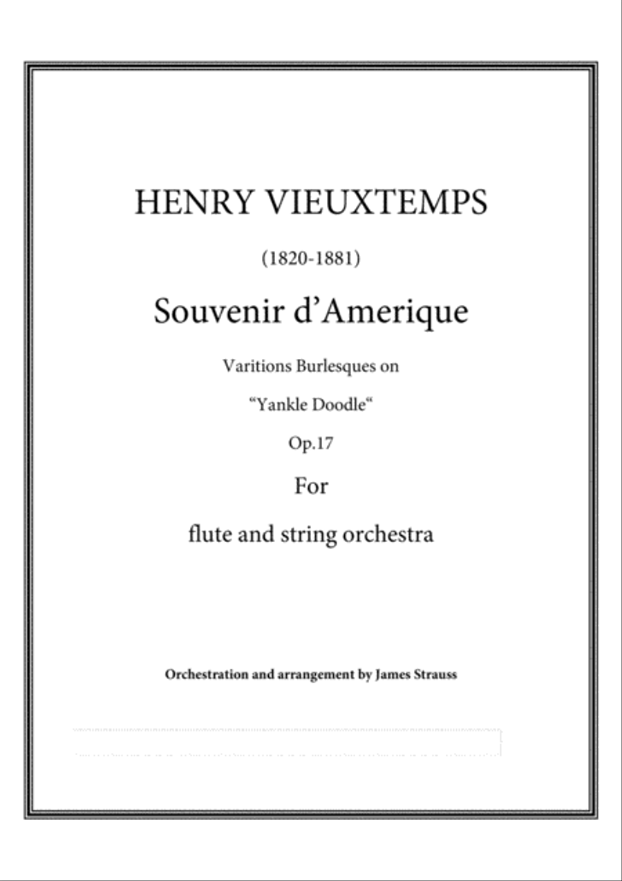 Souvenir D'Amerique- Variations Burleques sur Yankle Doodle op.17 for flute and string Orchestra - F Chamber Orchestra scores gallery preview page 1