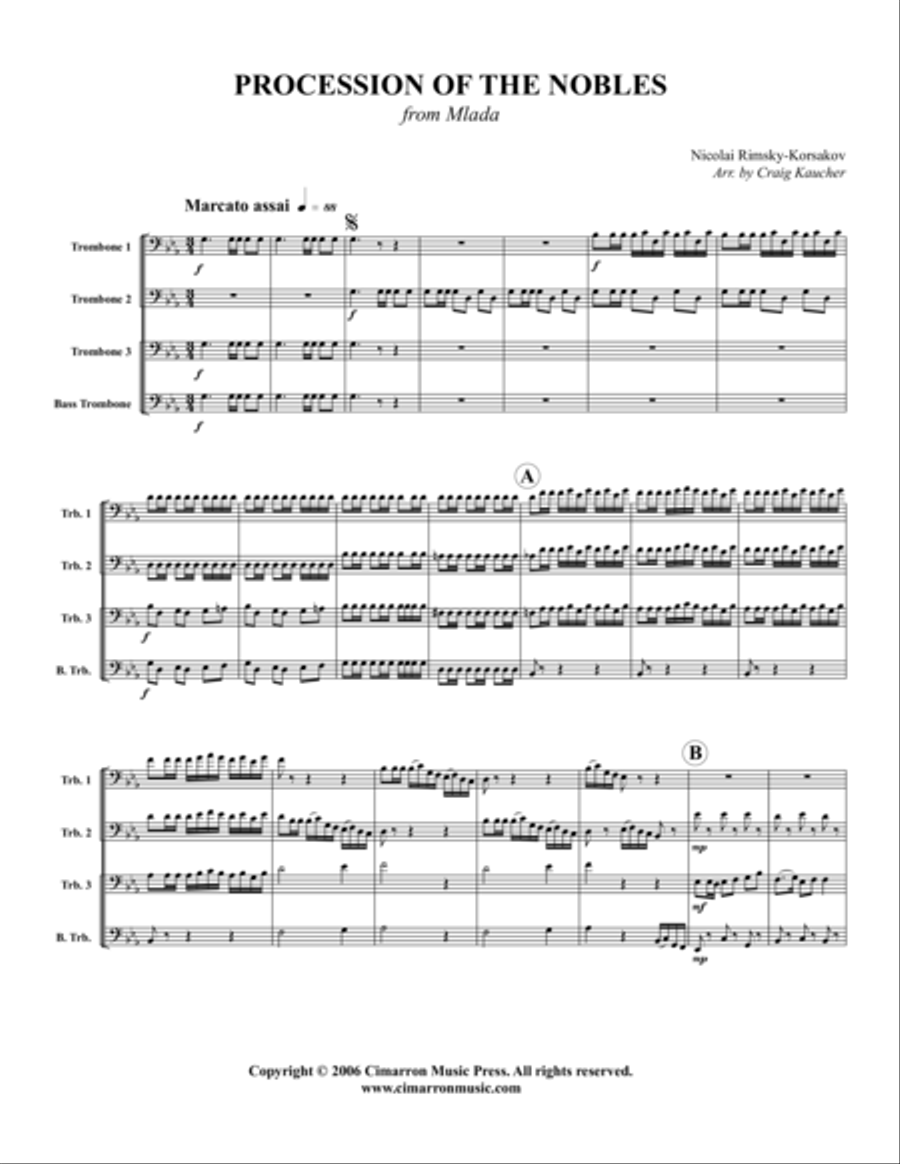 Procession of the Nobles Trombone Quartet scores gallery preview page 1