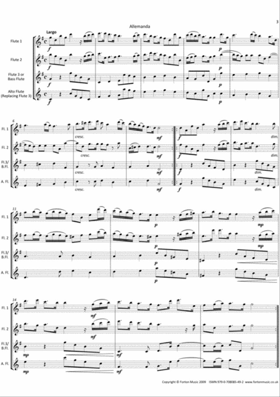 Trio Sonatas Op 2 nos 1-4 Flute scores gallery preview page 3