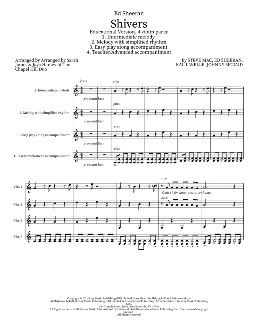 Shivers String Duet scores gallery preview page 1