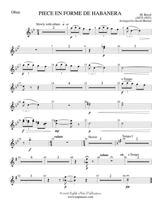 Piece en Forme de Habanera (Soloist and Concert Band): Oboe